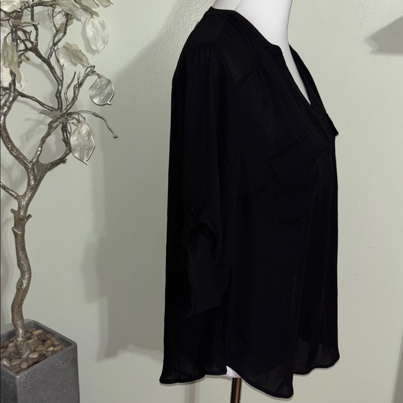 Torrid Black Blouse with Roll-Tab Sleeves - Picture 3 of 5